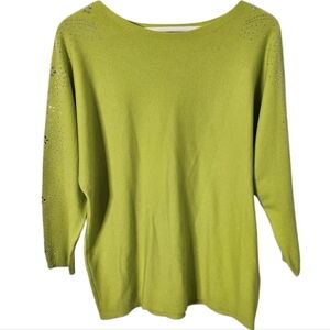 Vila Milano Green Sweater Top Size M Embelished Sleeves